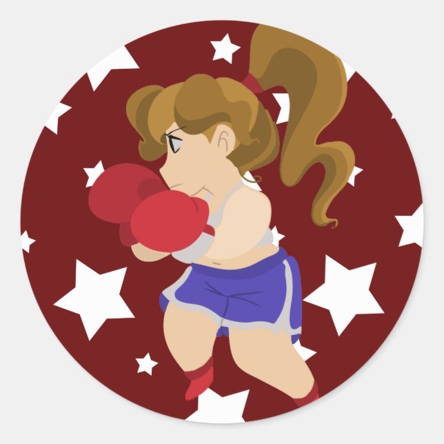 Cute Boxer Girl Classic Round Sticker (Front)