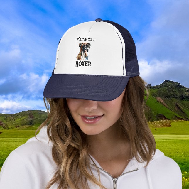 Cute Boxer Mama Brown personalize Trucker Hat (Elegant)