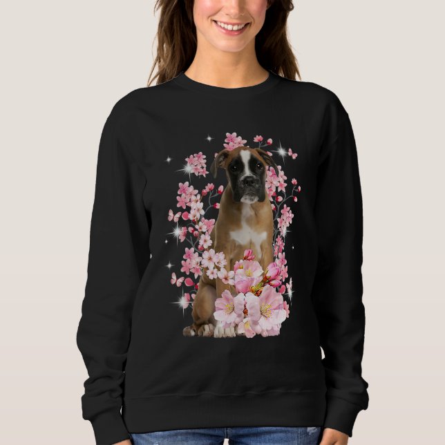 Cute Boxer Mom Flower Happy Mother s Day Love Dog Sweatshirt (Front)
