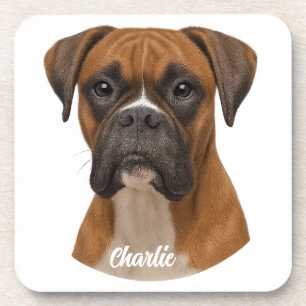 Cute Boxer Personalised Beverage Coaster Set