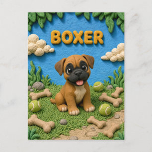 Cute Boxer Puppy, Baby Dog Postcard