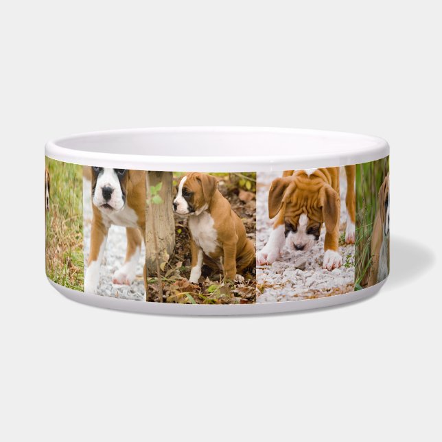 Cute Boxer Puppy Photo Dog Collage Food Water Bowl (Front)