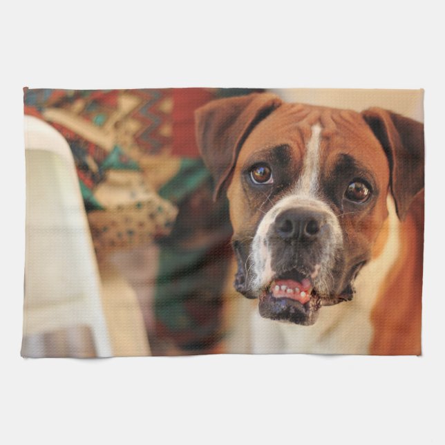 Cute Boxer Tea Towel (Horizontal)