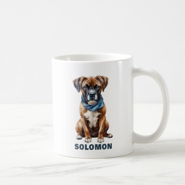 Cute Boxer wearing a Scarf Personalised Coffee Mug (Right)