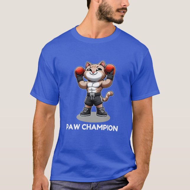 Cute Boxing Cat Design T-Shirt (Front)