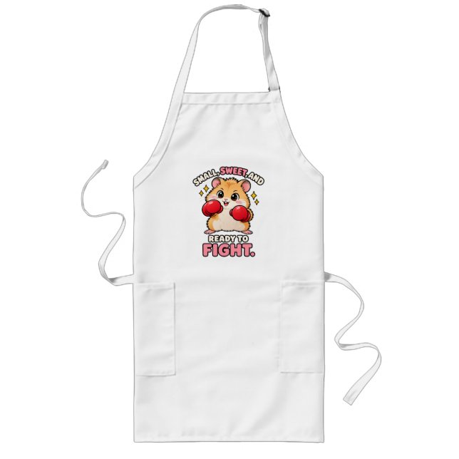 Cute boxing hamster ready to fight long apron (Front)