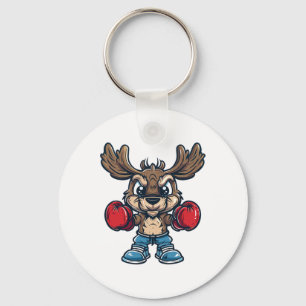 Cute Boxing Moose Key Ring