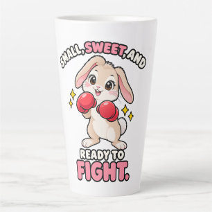 Cute boxing rabbit ready to fight latte mug