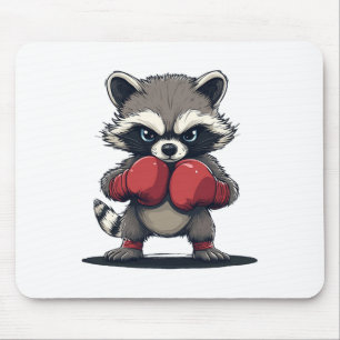 Cute Boxing Racoon Costume For Sport And Gloves L Mouse Pad