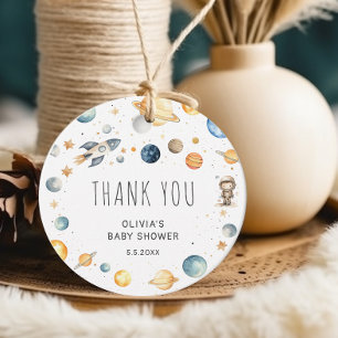 Cute Boy Astronaut Space Baby Shower Favour Tags