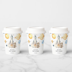 Cute Boy Astronaut Space Baby Shower Paper Cups