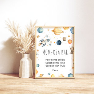 Cute Boy Astronaut Space Baby Shower Poster