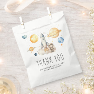 Cute Boy Astronaut Space Baby Shower Thank You Favour Bags