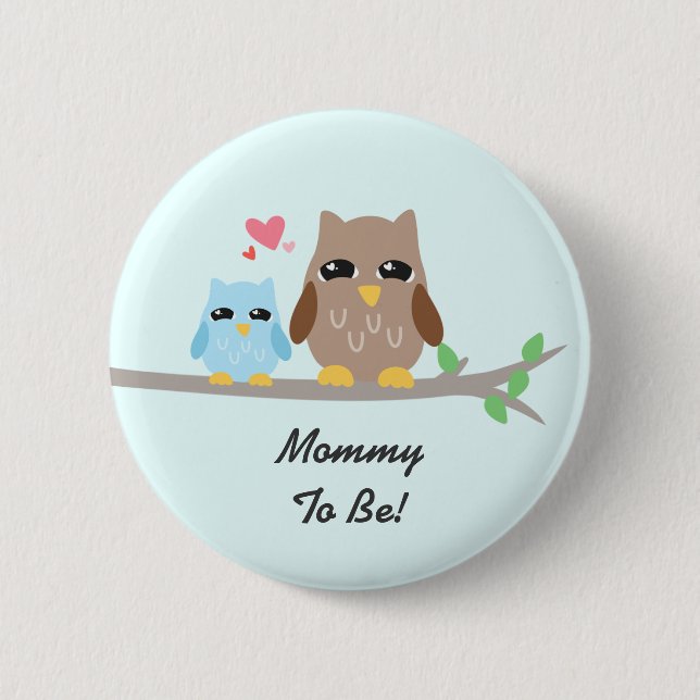Cute Boy Baby Shower Owl 6 Cm Round Badge (Front)