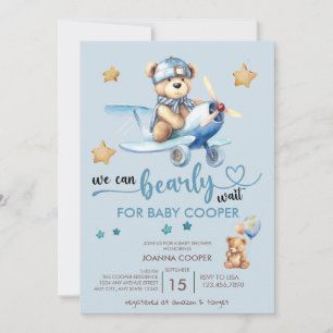 Cute Boy Baby Shower   Teddy Bear Invitation