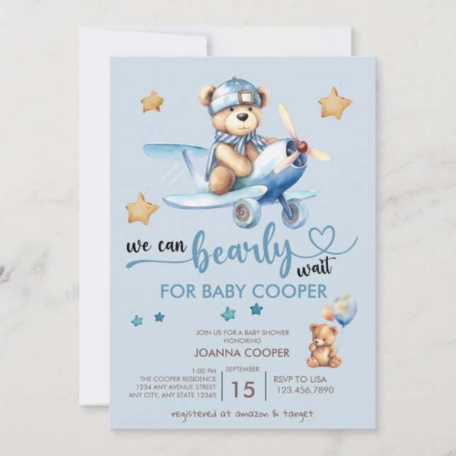 Cute Boy Baby Shower | Teddy Bear Invitation (Front)