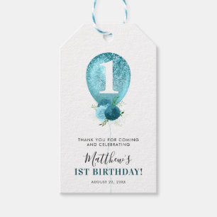 Cute Boy Balloon 1st Birthday Party Thank You Gift Tags