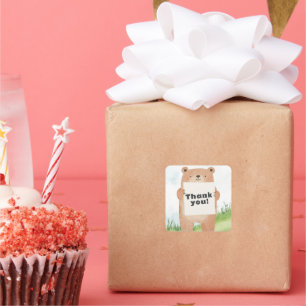 Cute boy Bear Holding name or message Square Sticker