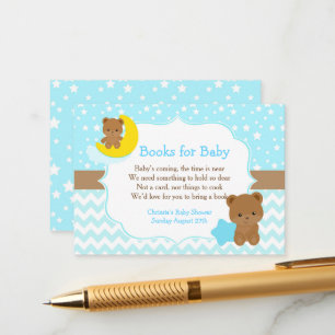 Cute Boy Bears Book Request for Baby Shower Enclosure Card