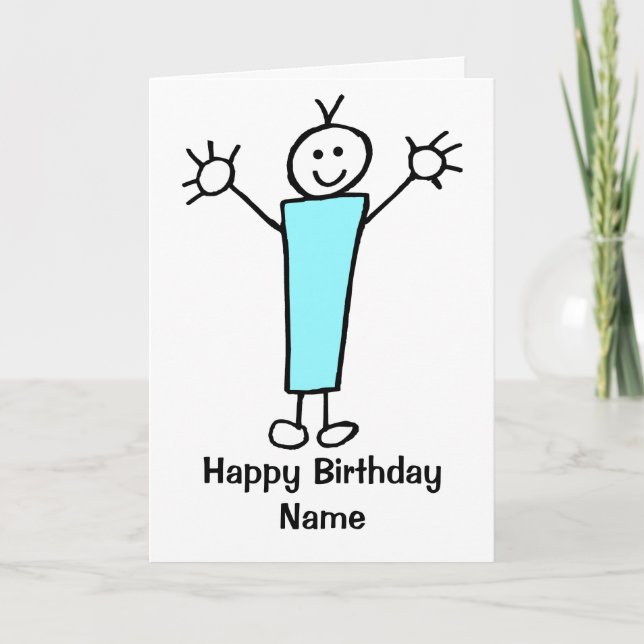 Cute Boy Blue Birthday Card (Front)