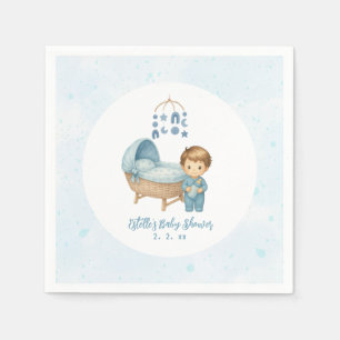 Cute Boy Blue Nursery Baby Shower Napkin