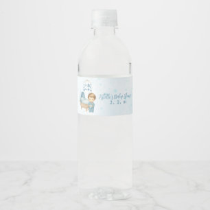 Cute Boy Blue Nursery Baby Shower  Water Bottle Label