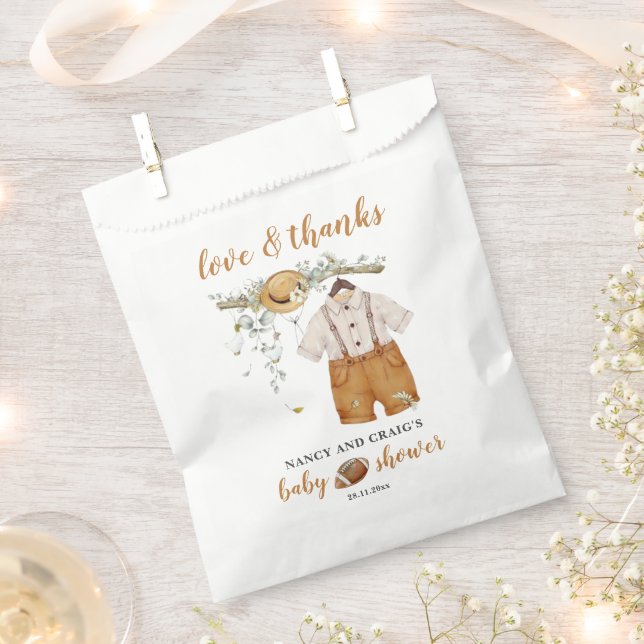 Cute Boy Boho Football Watercolor Baby Shower Favour Bags (Clipped)