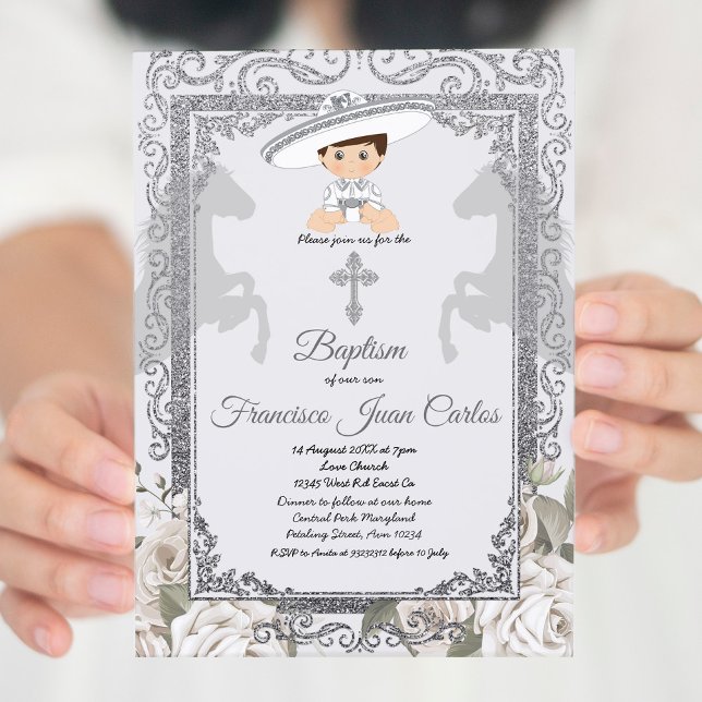 Cute Boy Charro Baptism Christening Invitation (Creator Uploaded)