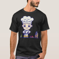 Cute Boy Chef Cooking In Kitchen Cartoon