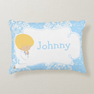 Cute Boy Child Praying and Poem Decorative Cushion
