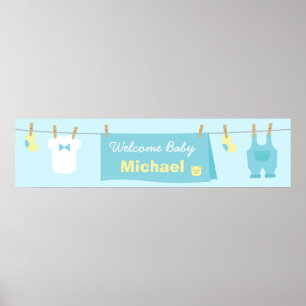 Cute Boy Clothes Baby Shower Welcome Banner Poster