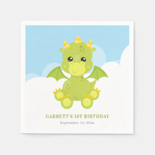 Cute Boy Dragon 1st Birthday Napkin