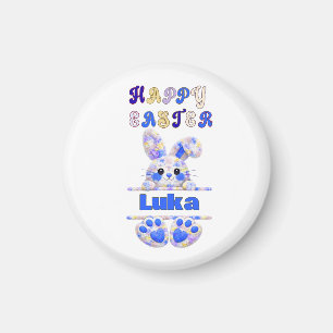 Cute Boy Easter Bunny Personalise Magnet