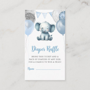 Cute Boy Elephant Baby Shower Diaper Raffle Enclosure Card
