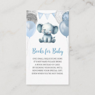Cute Boy Elephant Balloons Books for Baby Shower Enclosure Card