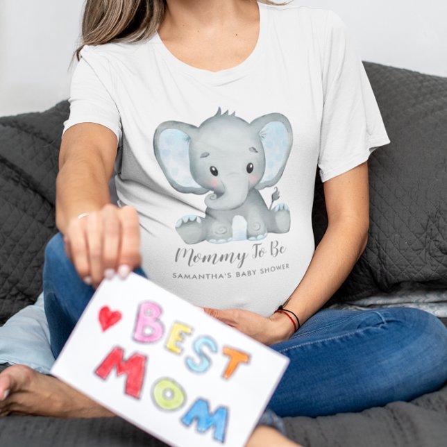 Cute Boy Elephant Mummy to Be Baby Shower T-Shirt (Cute Boy Elephant Mommy to Be Baby Shower T-Shirt)