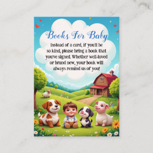 Cute Boy Farm Animals Baby Shower Books For Baby Enclosure Card