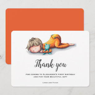 Cute Boy First Birthday Thank You Card