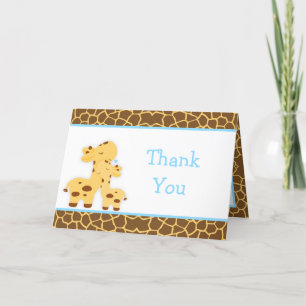 Cute Boy Giraffe Baby Shower Thank You Card