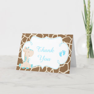 Cute Boy Giraffe Thank You Card