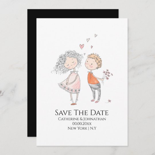 Cute Boy Girl Drawing In Love Fun Casual No Photo Save The Date Zazzle Co Nz Cute Boy Girl Drawing In Love Fun Casual No Photo Save The Date Zazzle Co Nz