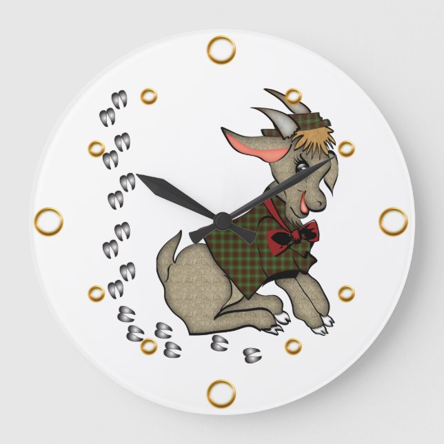 Cute Boy Goat Cartoon  Wall Clock (Front)