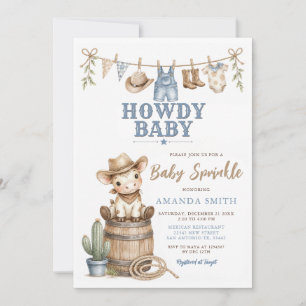 Cute Boy Howdy Baby Cowboy Baby Sprinkle Invitation