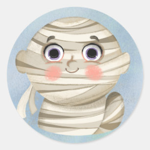 Cute boy in a Mummy Halloween costume  Paper Plate Classic Round Sticker