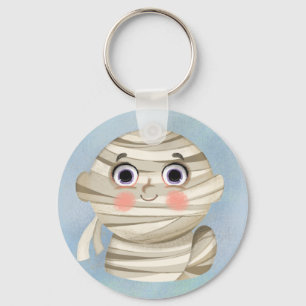 Cute boy in a Mummy Halloween costume Paper Plate Key Ring
