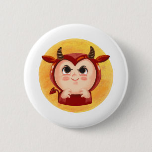 Cute boy in a red devil Halloween costume 6 Cm Round Badge