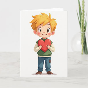Cute Boy Love Heart Card