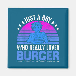 Cute Boy Loves Burger Food Lovers Magnet