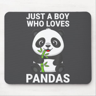 Cute Boy Loves Pandas Mouse Pad
