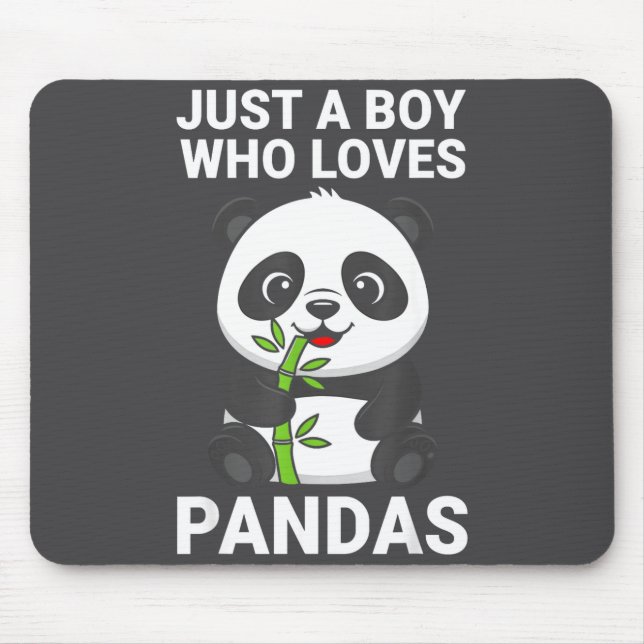Cute Boy Loves Pandas Mouse Pad (Front)